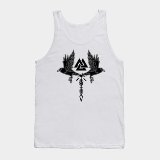 Valknut with Odin's ravens and Viking runes Tank Top